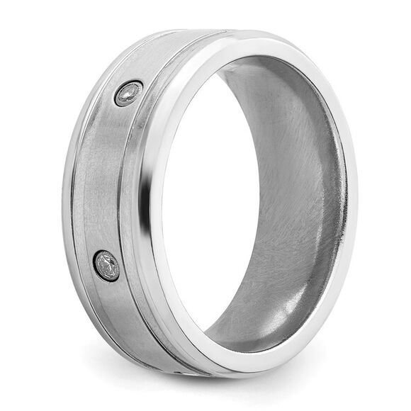 Chisel Cobalt Brushed & Polished with CZ Beveled 8mm Band - Picture 5 of 6